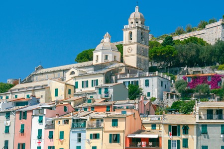 Medieval colorful houses in Portovenere. Liguria. Cinque Terre. Italyの写真素材
