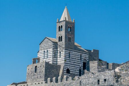 St Peter church on top of a cliff in Portovenere. Italy. Cinque Terre.の写真素材
