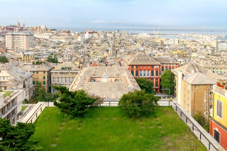 Aerial view of Genoa on the hill.の写真素材