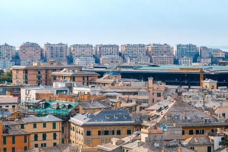 Aerial view of Genoa on the hill.の写真素材
