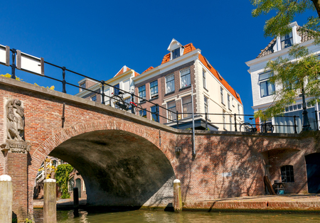 The central old city canal around the historic city. Utrecht. Netherlands.の写真素材