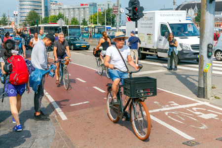Amsterdam. Netherlands - August 26, 2016: Amsterdam, the city with the largest number of bicycles among residents. About a million bicycles.のeditorial素材