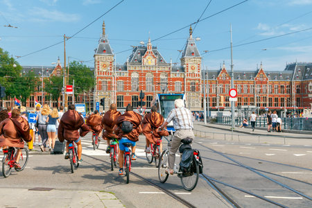 Amsterdam. Netherlands - August 26, 2016: Amsterdam, the city with the largest number of bicycles among residents. About a million bicycles.のeditorial素材