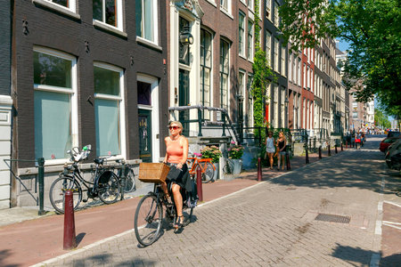 Amsterdam. Netherlands - August 27, 2016: Amsterdam, the city with the largest number of bicycles among residents. About a million bicycles.のeditorial素材