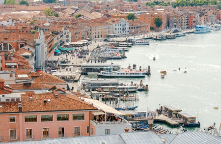 View from the bell tower on the main promenade of Venice.の写真素材