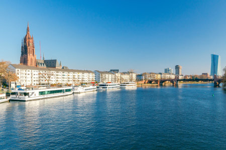 View of the city on a sunny morning. Frankfurt. Germany.
