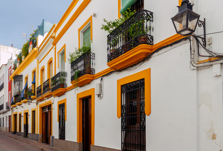 Narrow street with traditional Spanish architecture in Cordoba. Spain. Andalusia.の写真素材