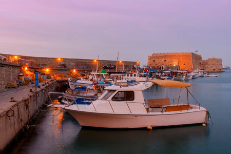 Heraklion. The old Venetian fortress at night.の写真素材