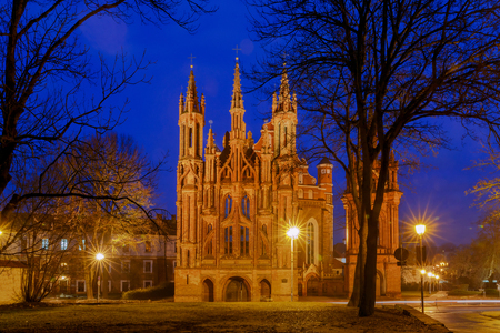 The building of the church of St. Anne in the blue hour.の写真素材