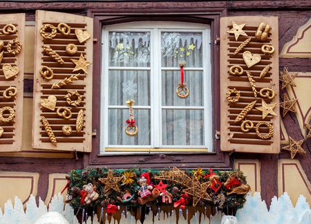 The city of Colmar is decorated for Christmas.の写真素材