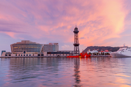 Barcelona. Seaport at sunset.の写真素材