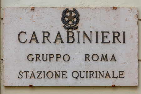 Rome. A sign with the inscription police.のeditorial素材