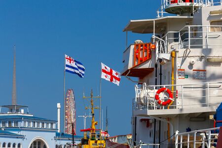 Batumi. Flags on the city embankment.の写真素材
