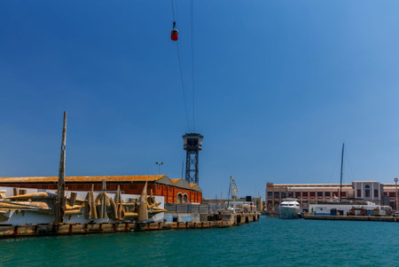 View of the seaport and the city embankment. Barcelona. Spain.の写真素材