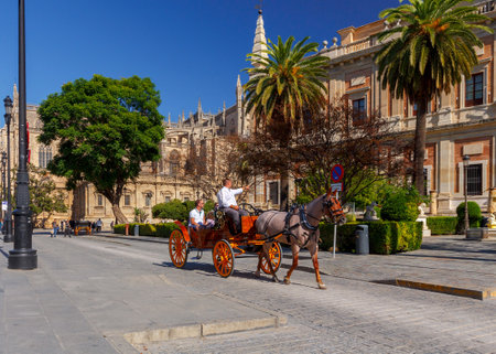 Seville. Horse ride around the city.のeditorial素材