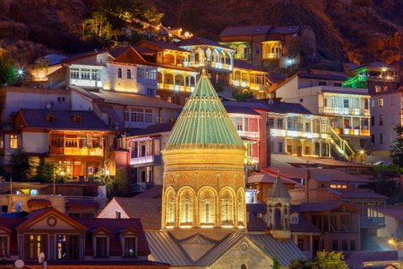 View of the old town at sunset. Tbilisi. Georgia.