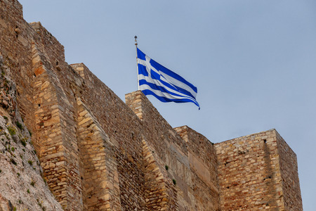 Athens. The Greek flag.の写真素材