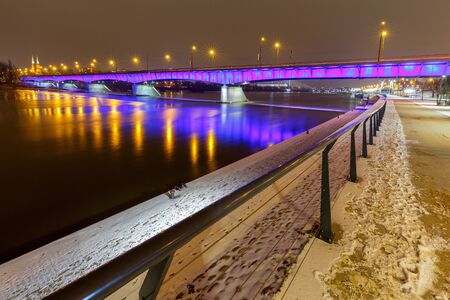 Warsaw. City quay at night.の写真素材