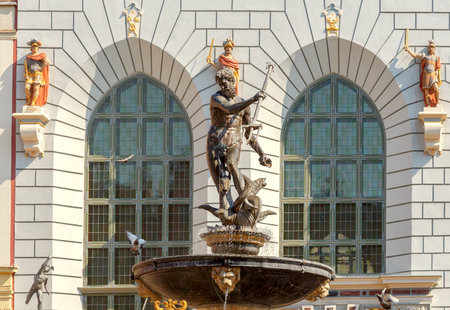 Gdansk. Sculpture of Neptune On the central city square.のeditorial素材