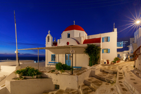 Mykonos. Traditional building of the Greek Church.の写真素材
