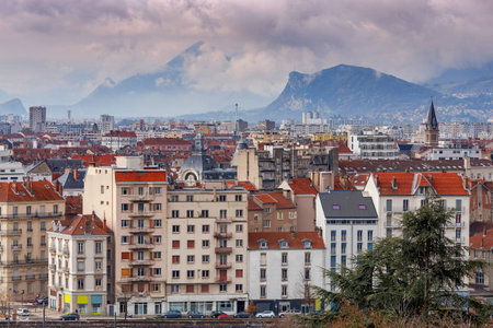 Grenoble. Aerial view of the city.の写真素材