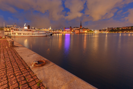 Stockholm. City embankment at sunset.の写真素材