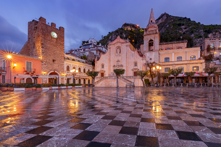 Taormina. Sicily. Piazza IX April.の写真素材