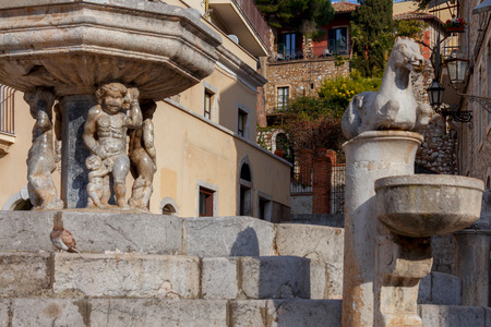 Taormina. Sicily. City fountain.の写真素材
