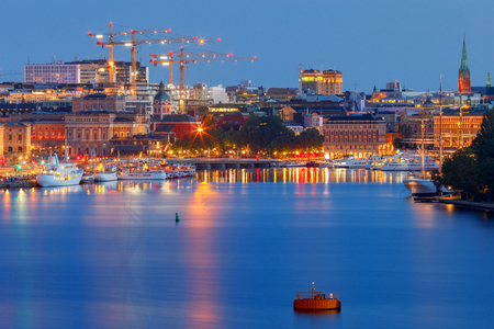 Stockholm. City embankment at sunset.の写真素材