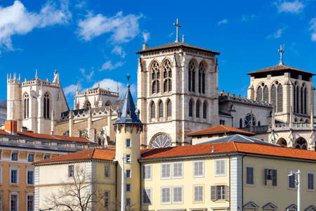 Lyon. Old houses in the historic part of the city.の写真素材