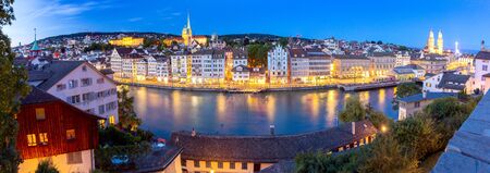 Zurich. Panoramic aerial view of the city at sunset.の写真素材