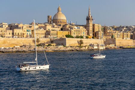 Valletta. The building of the Cathedral of St. Paul on a sunny day.の写真素材