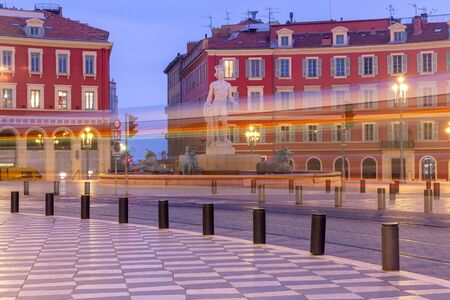 Nice. View of Massena Square in night lighting.の写真素材