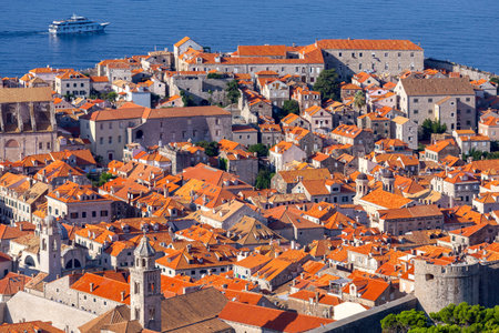 Aerial view of Dubrovnik on a sunny morning.の写真素材