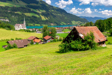 Lungern Old medieval village in the swiss alps.の写真素材