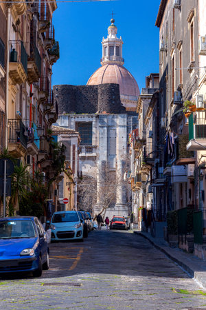 Catania. Old Town Street.の写真素材