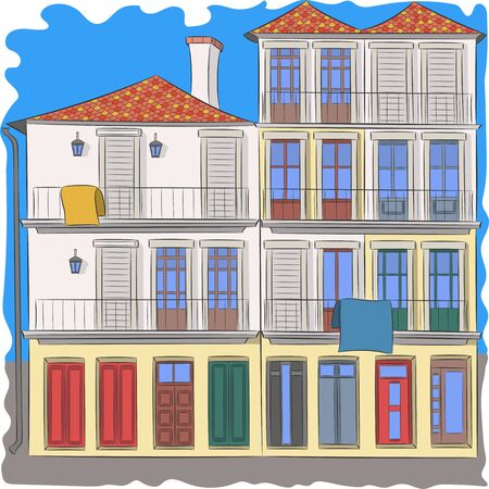 Colorful traditional house in Porto.のイラスト素材