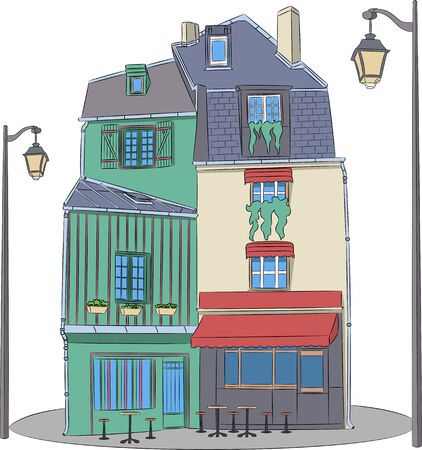 French street cafe in Paris.のイラスト素材