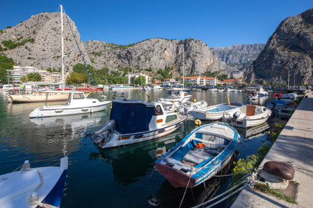 Omis. city embankment on a sunny day.の写真素材