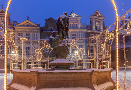 Poznan. Old Town Square at blue hour.