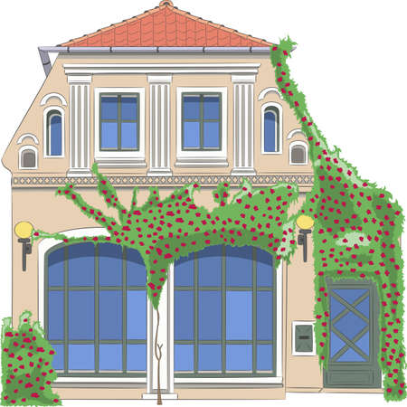 Traditional Belgian house in the historical part of Brussels.のイラスト素材