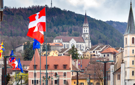 Annecy. Picturesque view of the buildings of the old city.