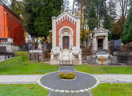 Lviv. Old town Lychakiv cemetery in autumn.のeditorial素材