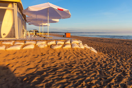 Swinoujscie. Sandy beach in the early morning.の写真素材