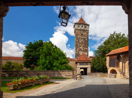 Rothenburg ob der Tauber. Old stone medieval city gates.の写真素材