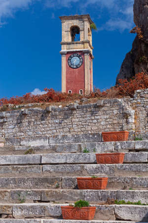 Kerkyra. Greece. Old clock tower in a Venetian fort.の写真素材