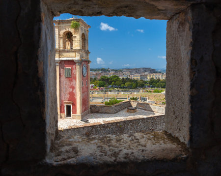 Kerkyra. Greece. Old clock tower in a Venetian fort.の写真素材