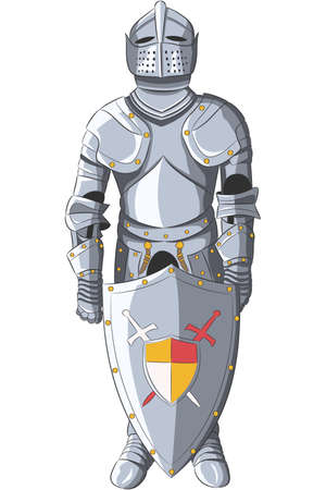Metal medieval knightly crusader armor. Vector illustration.のイラスト素材