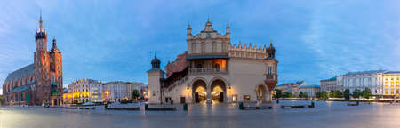 Krakow. Panorama of the market square at dawn.の写真素材