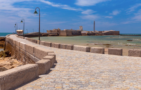 Fort Saint Sebastian in Cadiz on a sunny day.の写真素材